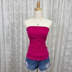 Y2K Derek Heart Fuscia Pink Milkmaid Strapless Tube Top Women's Medium Stretch‎